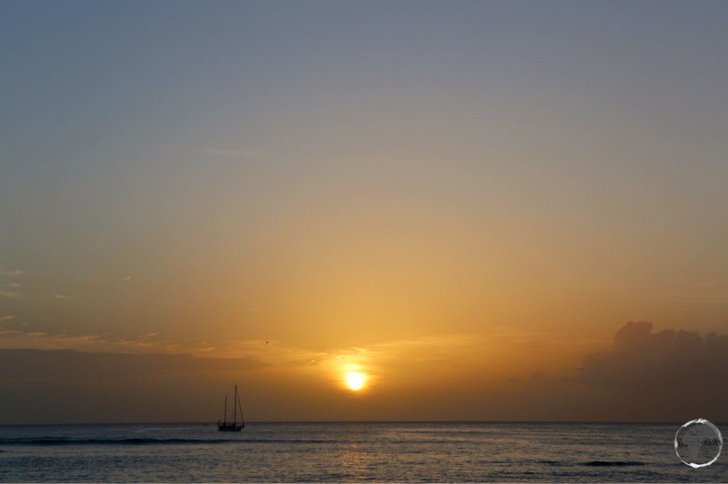 Sunset from Pigeon Point beach, Tobago.