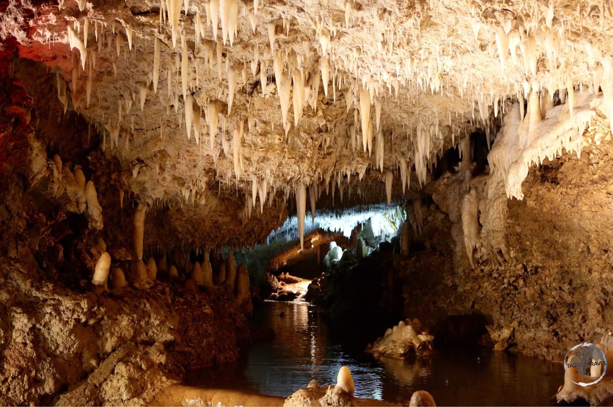 Barbados Travel Guide: One of the many vast underground caverns at the Harrison's cave complex.