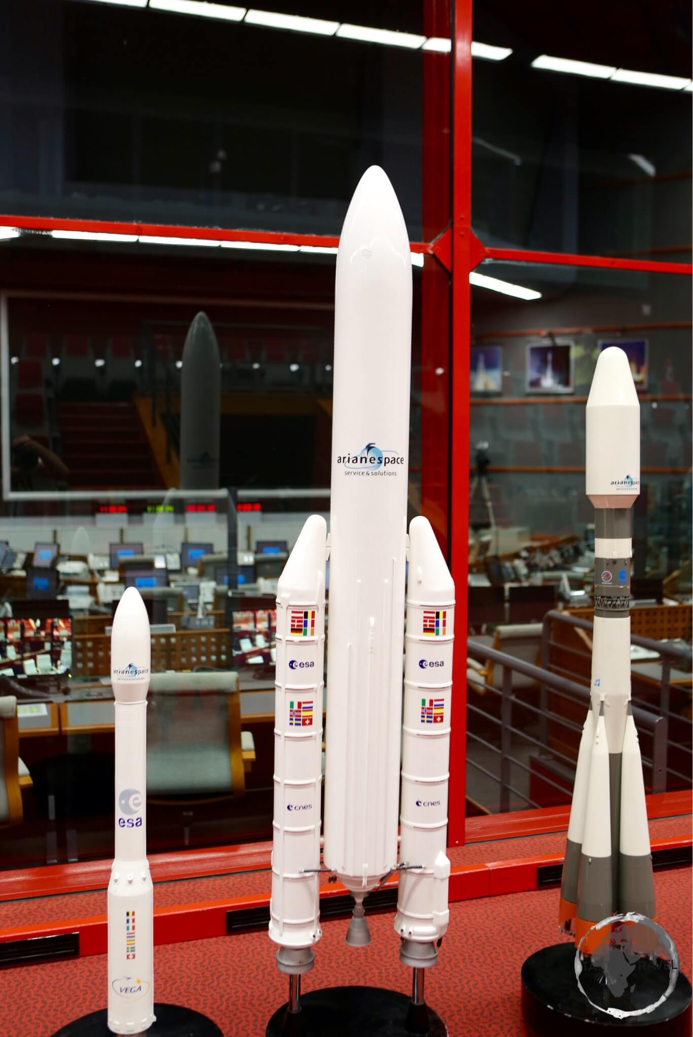Inside the launch control centre at the Kourou Space Centre.