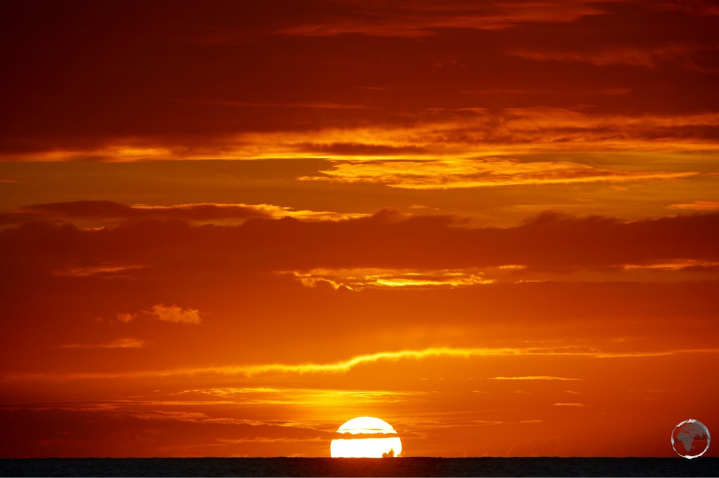 Sunset at Morne Rouge beach.