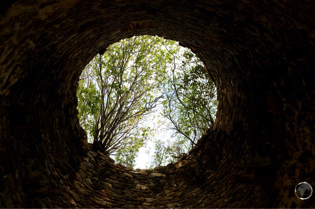 View from inside a ruined windmill foundation on Carriacou Island.