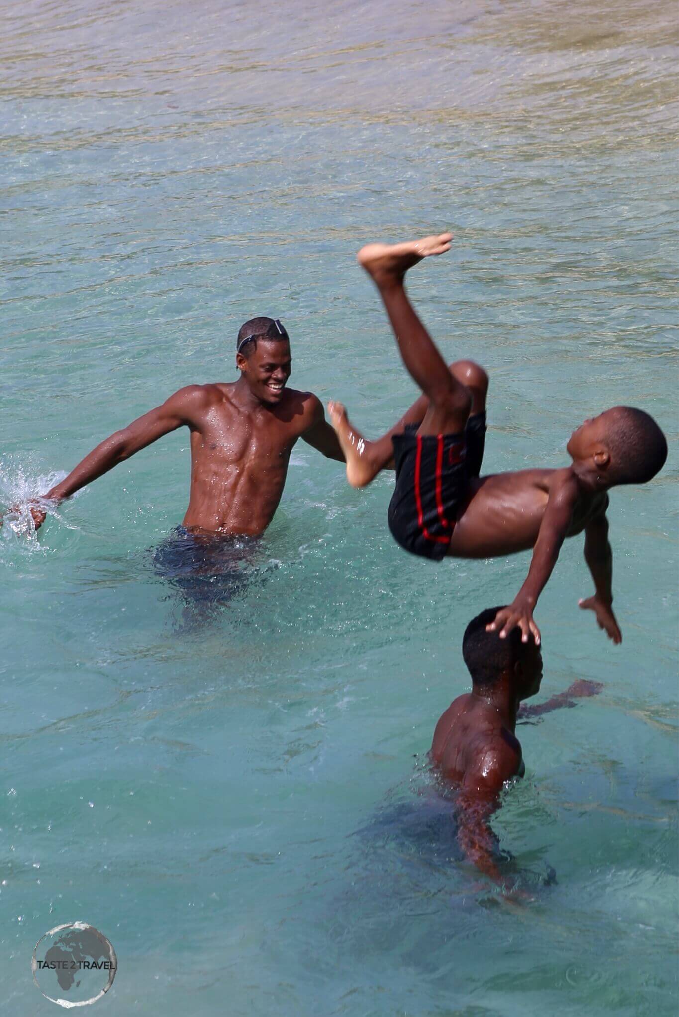 Local boys enjoying the pristine waters on Mayreau Island.
