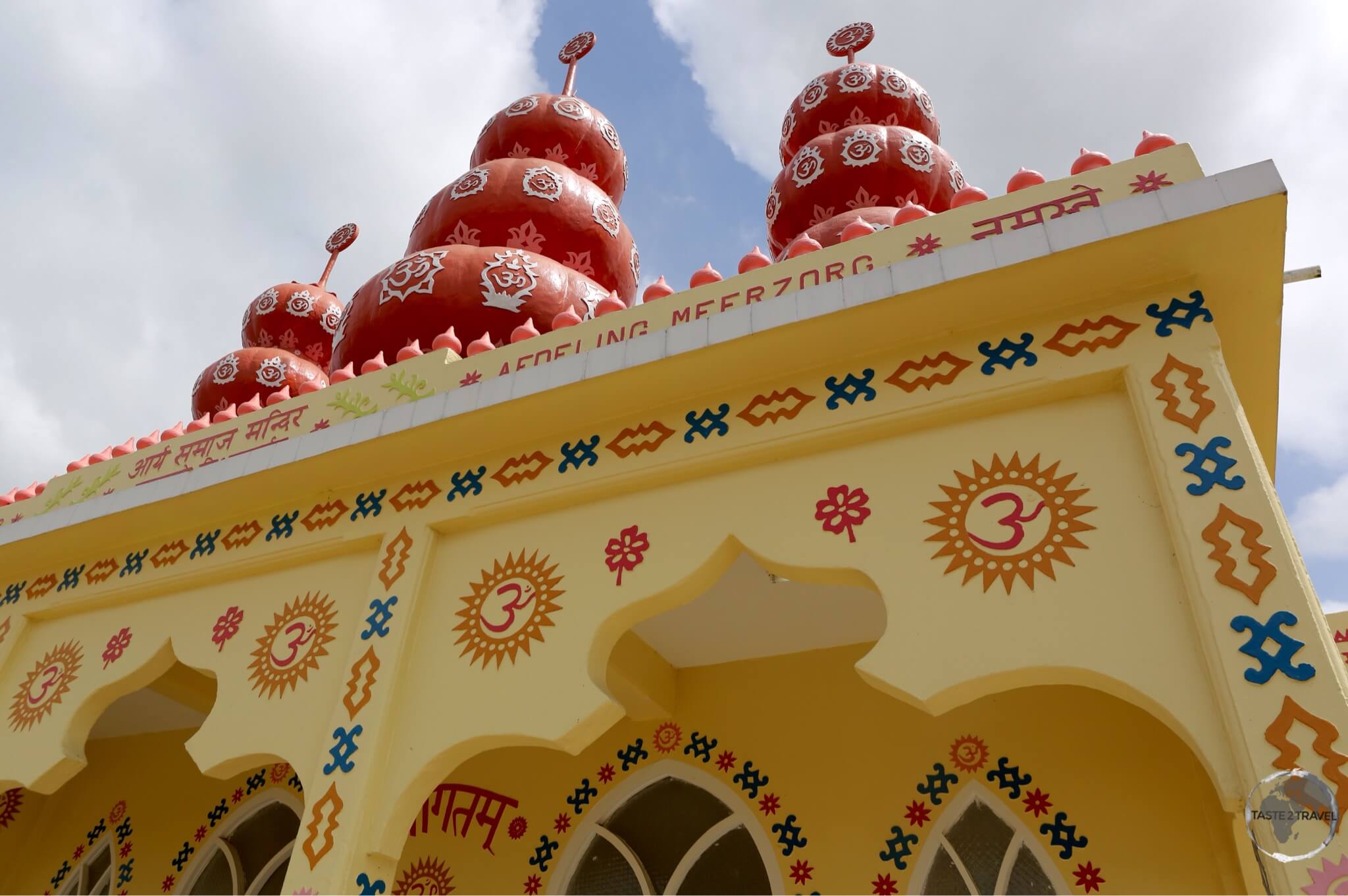 Hindu temple in Paramaribo. The colourful Arya Dewaker Hindu temple, Meerzorg, Paramaribo.