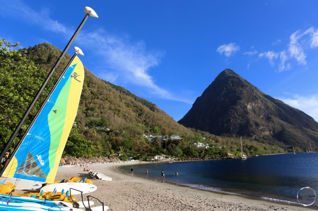 Pictureque Sugar Beach is situated between the Pitons