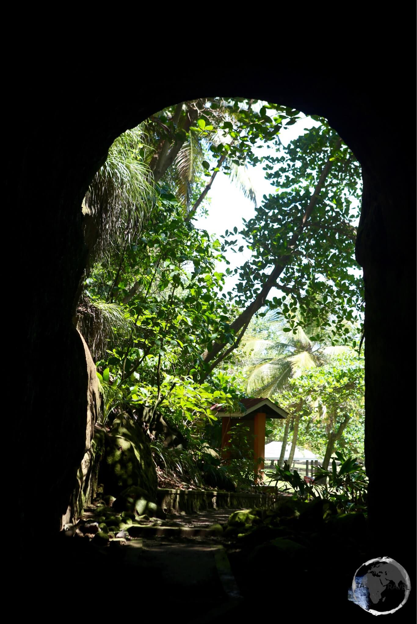 This sandstone tunnel on St. Vincent was carved by slaves. This sandstone tunnel on St. Vincent was carved by slaves.