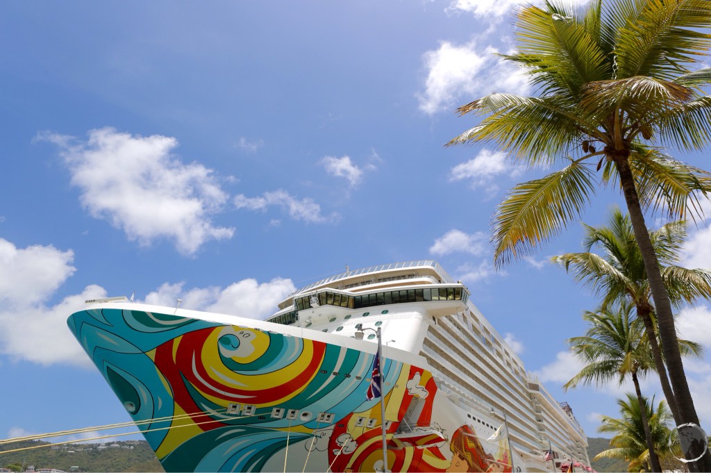 Cruise ship anchored at Charlotte Amalie, St. Thomas.