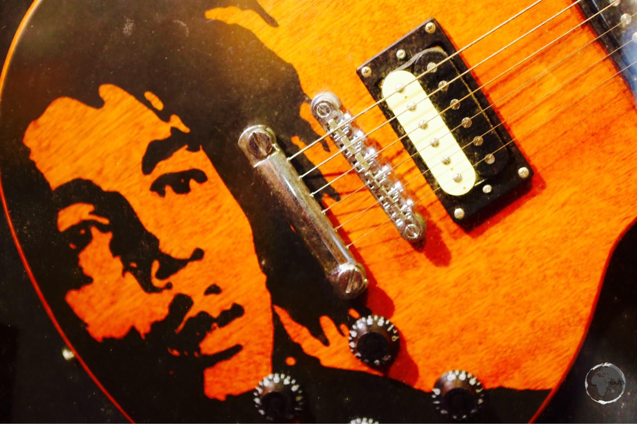 Museum display at the birthplace of Bob Marley in the village of Nine mile.
