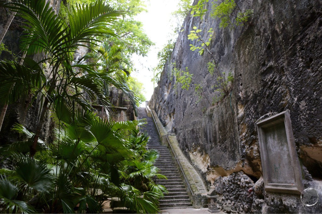 Carved out of the cliif, the rock-solid ‘Queens Staircase’.