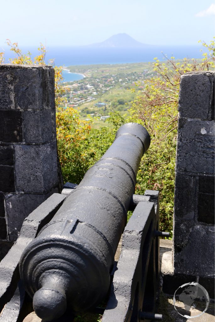 View from Brimstone Hill fortress. The island of Statia can be seen in the distance.