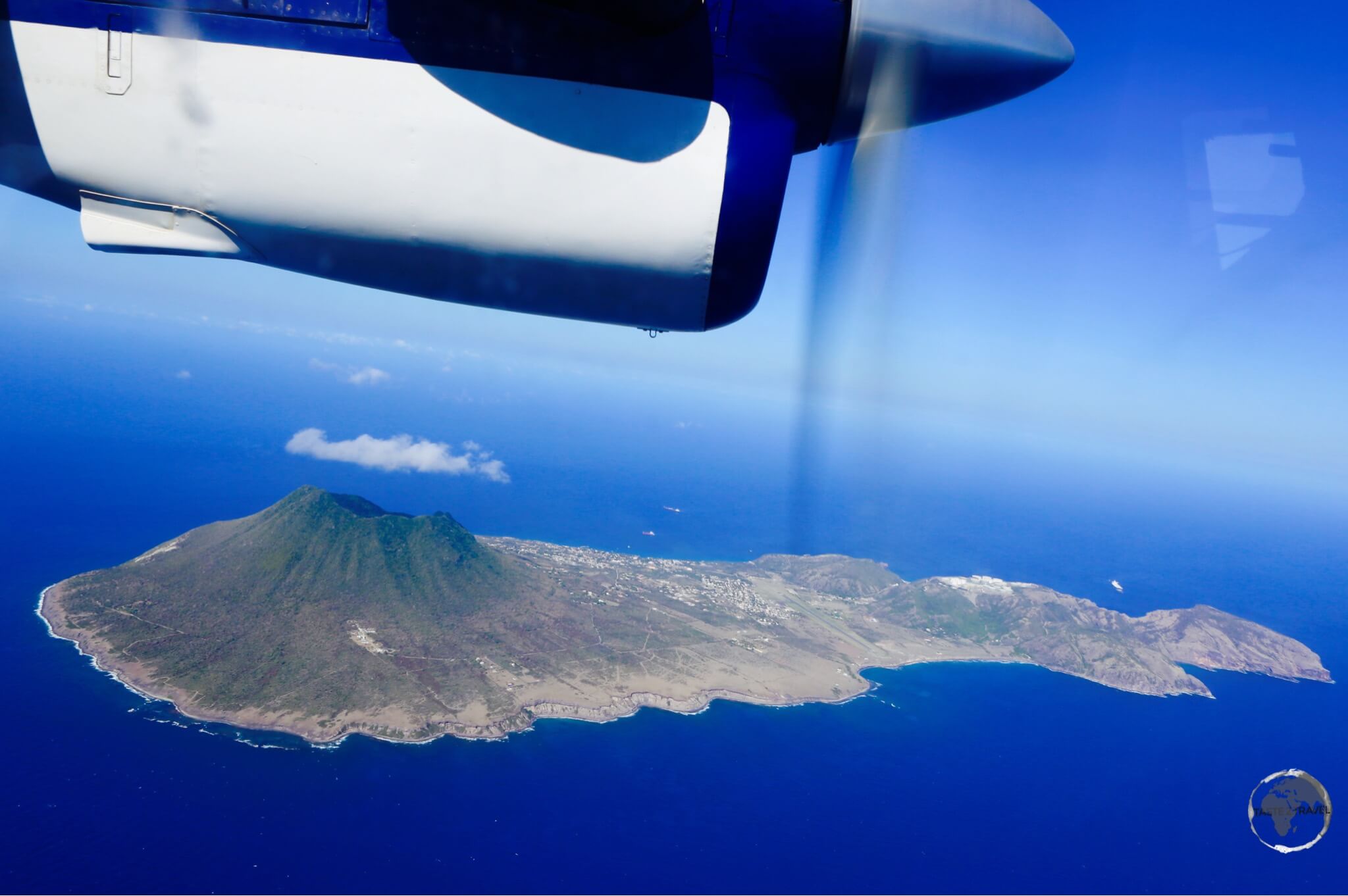 A panoramic view of Statia from a Winair flight.
