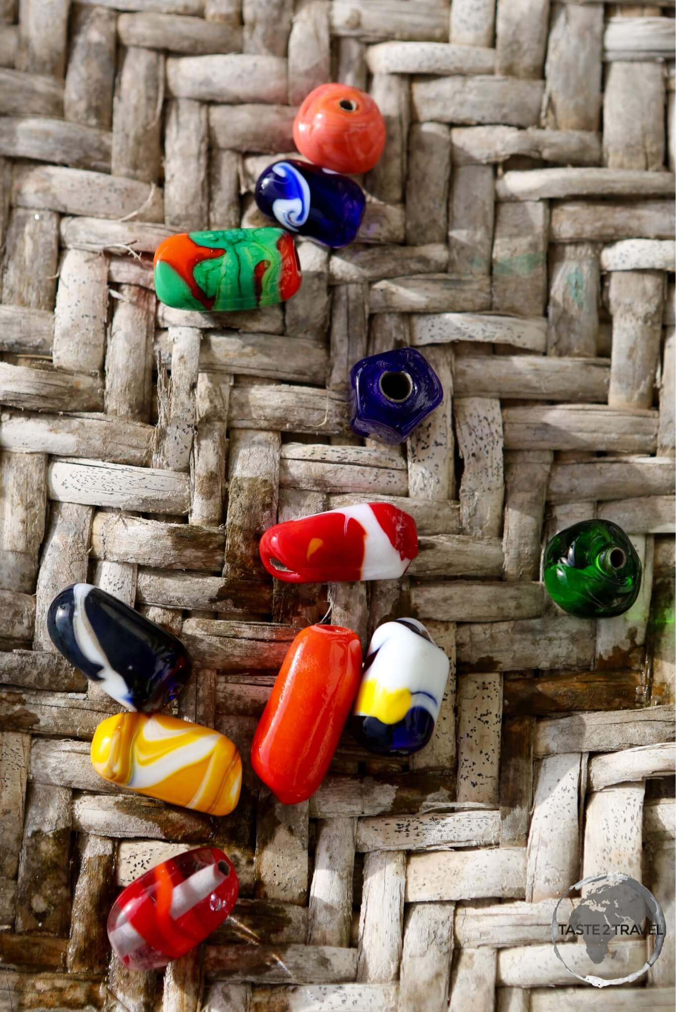 My colourful glass-beads which I produced during my workshop with Jo Bean.