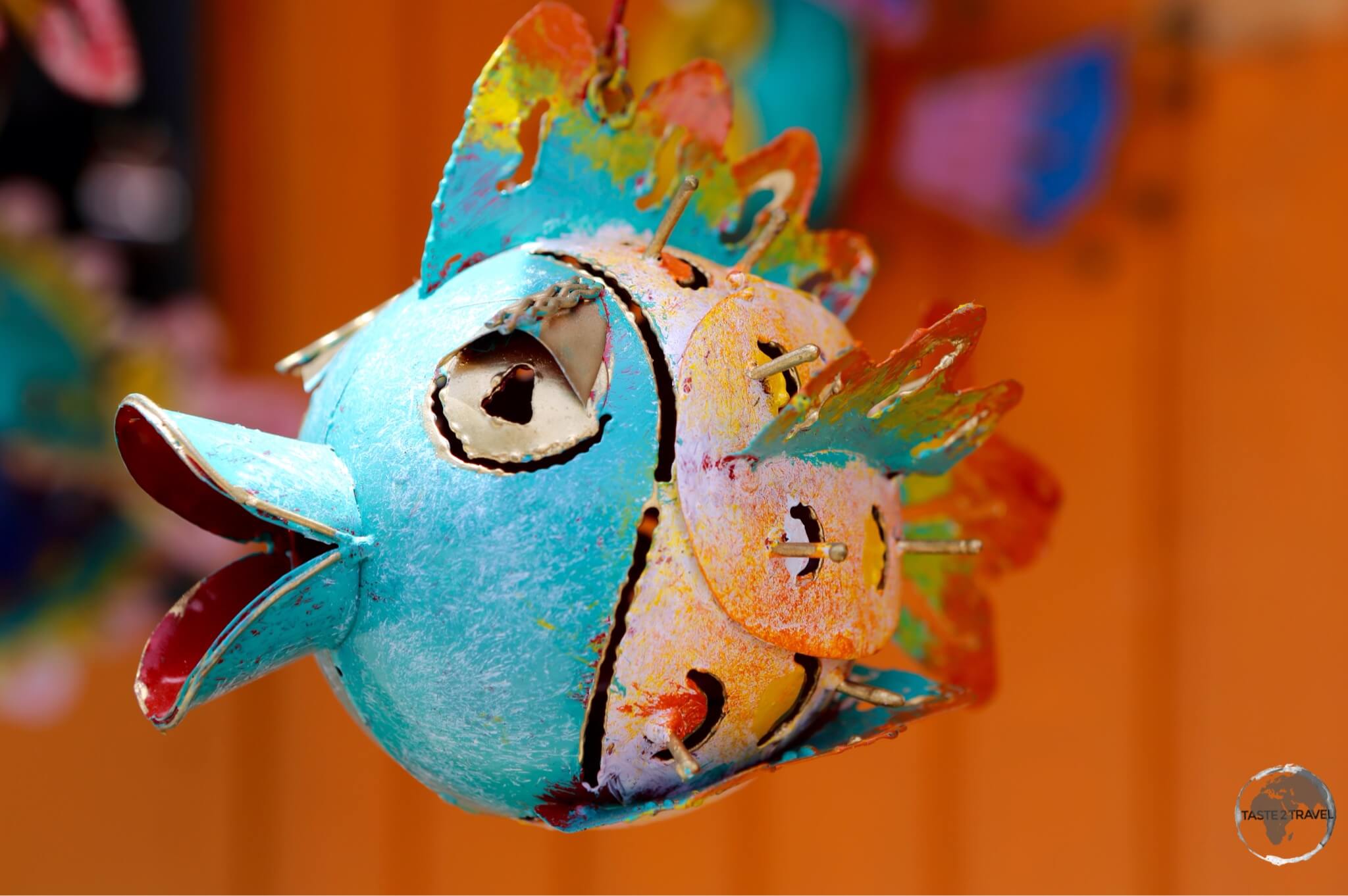 Colourful souvenir at an artist's studio in English harbour.