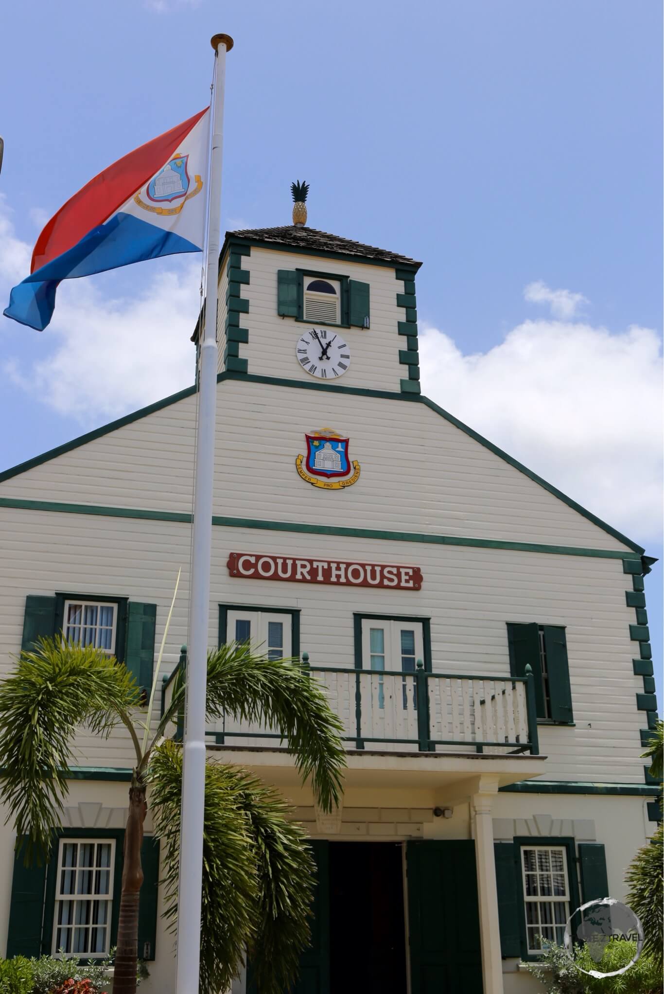 The historic Philipsburg Court House, the centre of the capital of Sint Maarten.