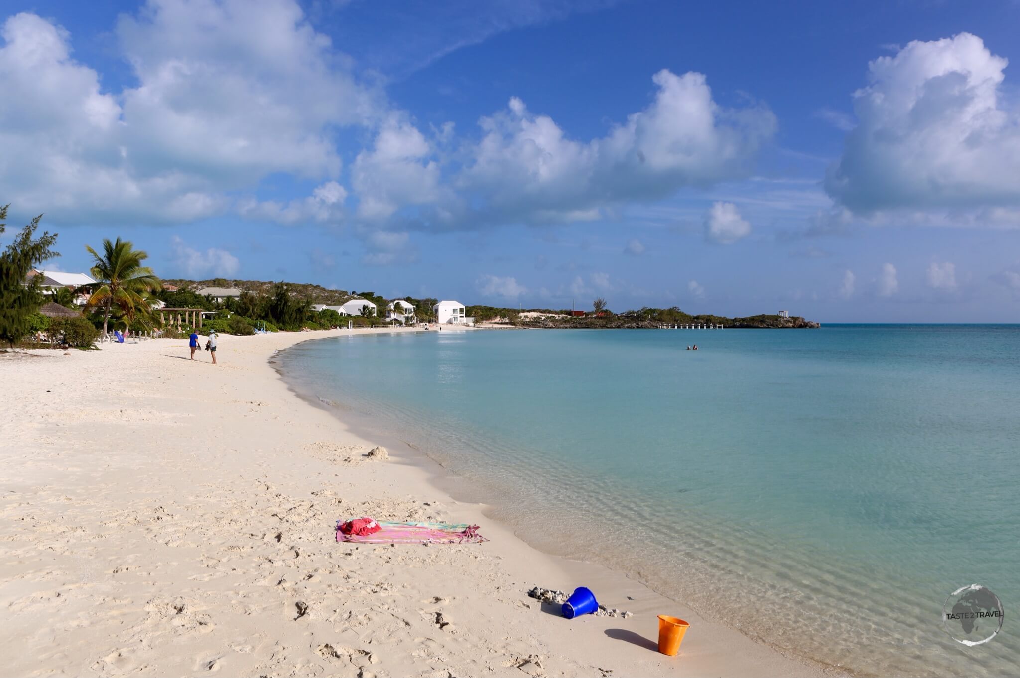 The calm waters of Sapodilla Bay are popular with families.