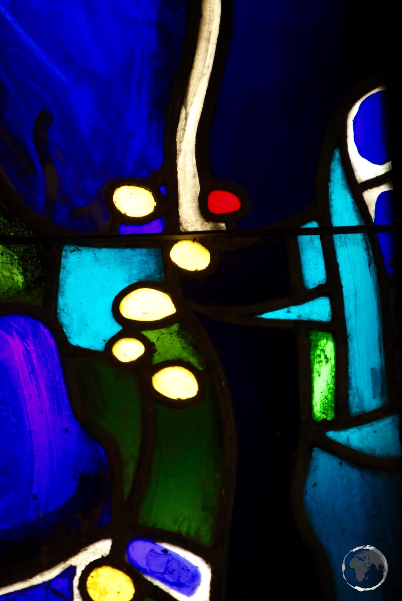 A stained-glass window at the Capilla de los Remedios in Santo Domingo.