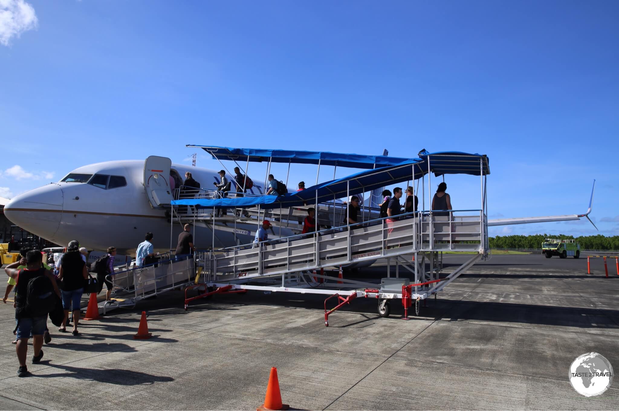 Boarding United Airlines' Island Hopper (UA154) at Pohnpei airport.