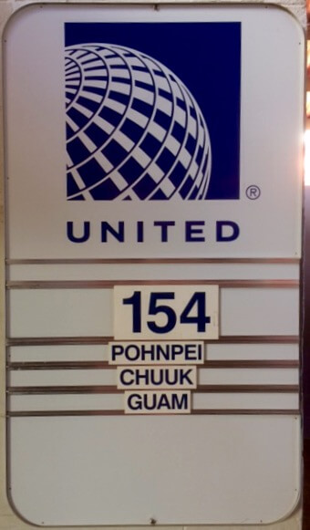 The 'Island Hopper' departure board at Kosrae airport.