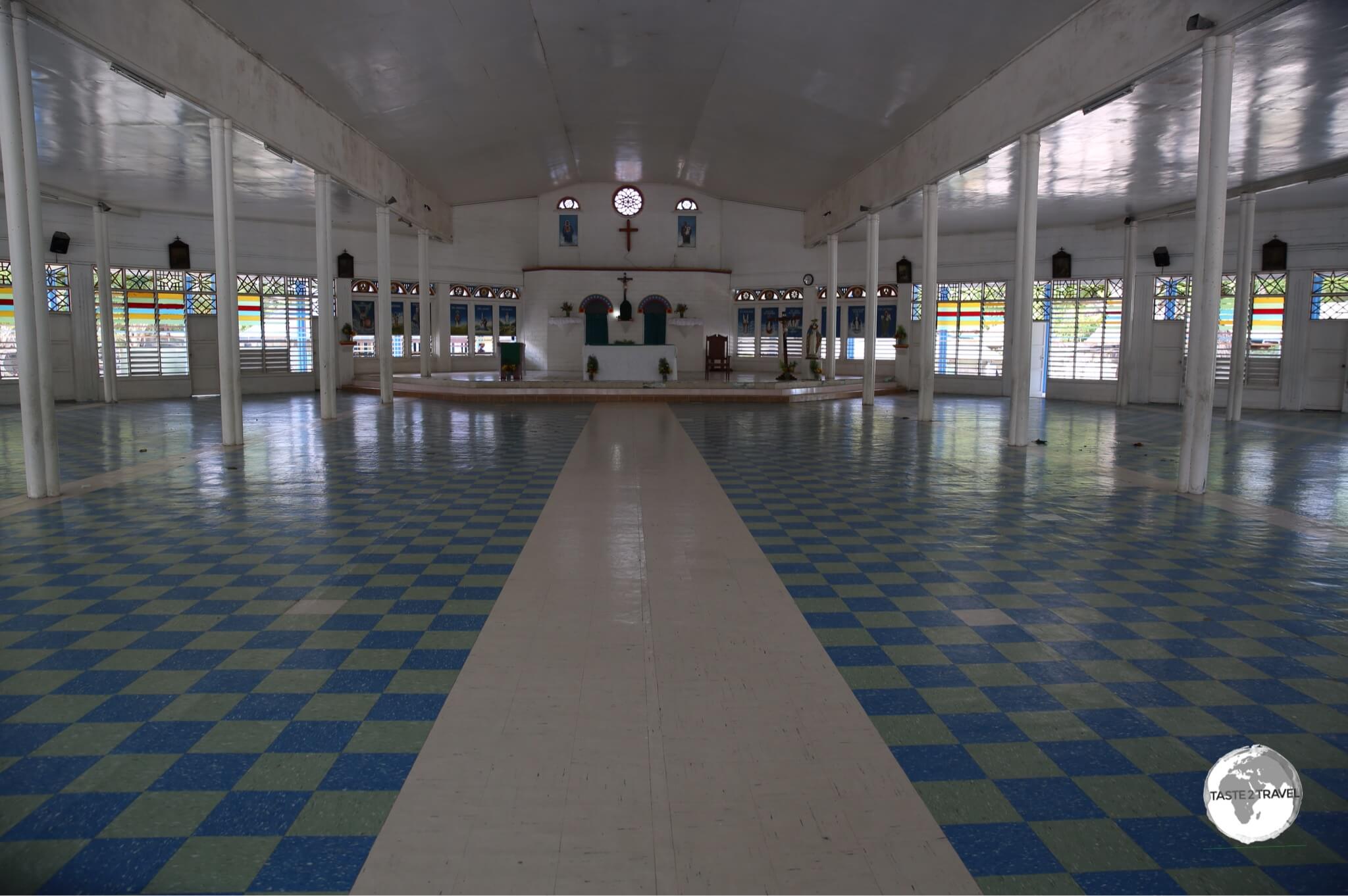 Interior of St. Paul's church on Betio Island.
