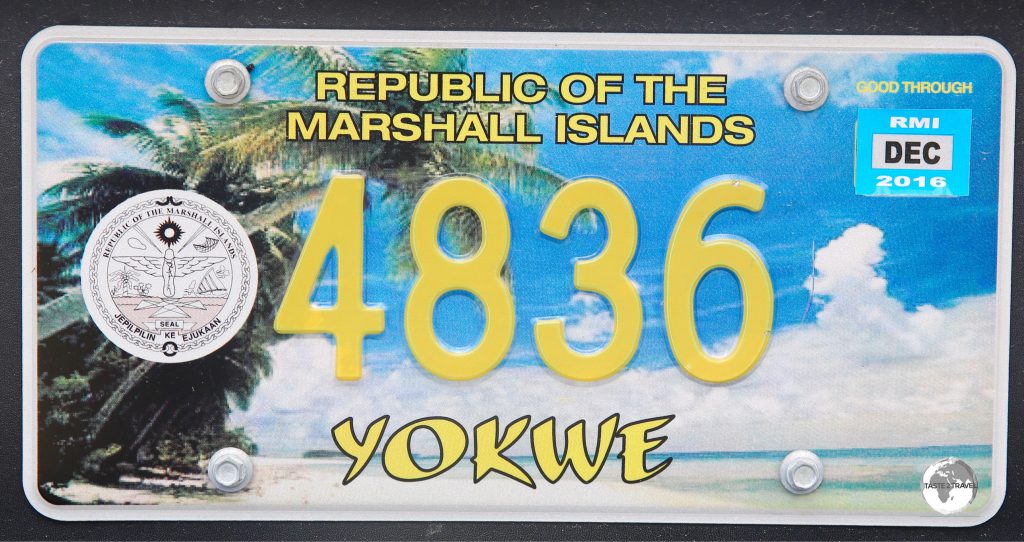 Marshall Islands License Plate.