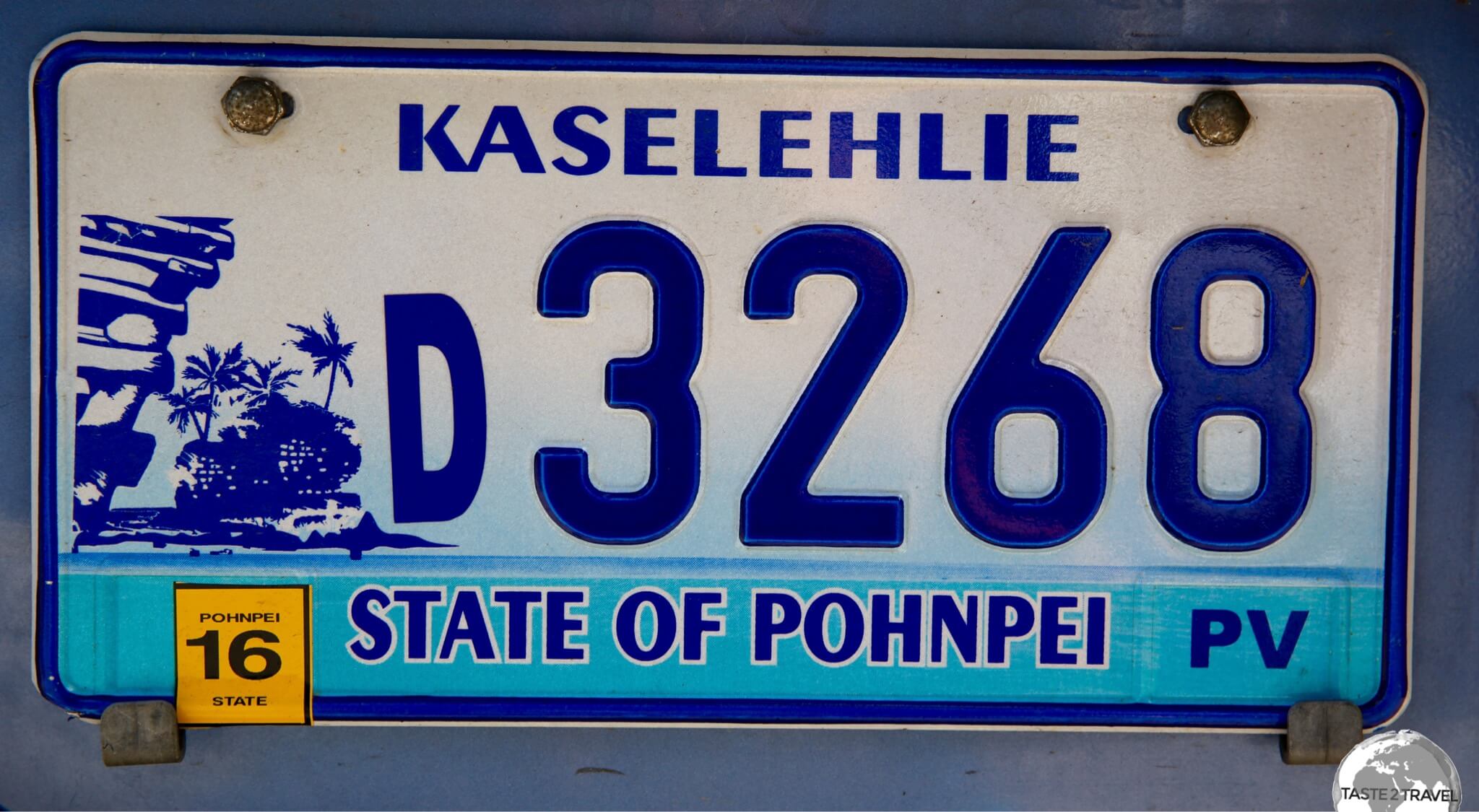 The license plate of my rental car on Pohnpei.