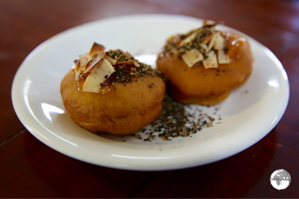 The amazing pepper donuts at Sei Cafe.