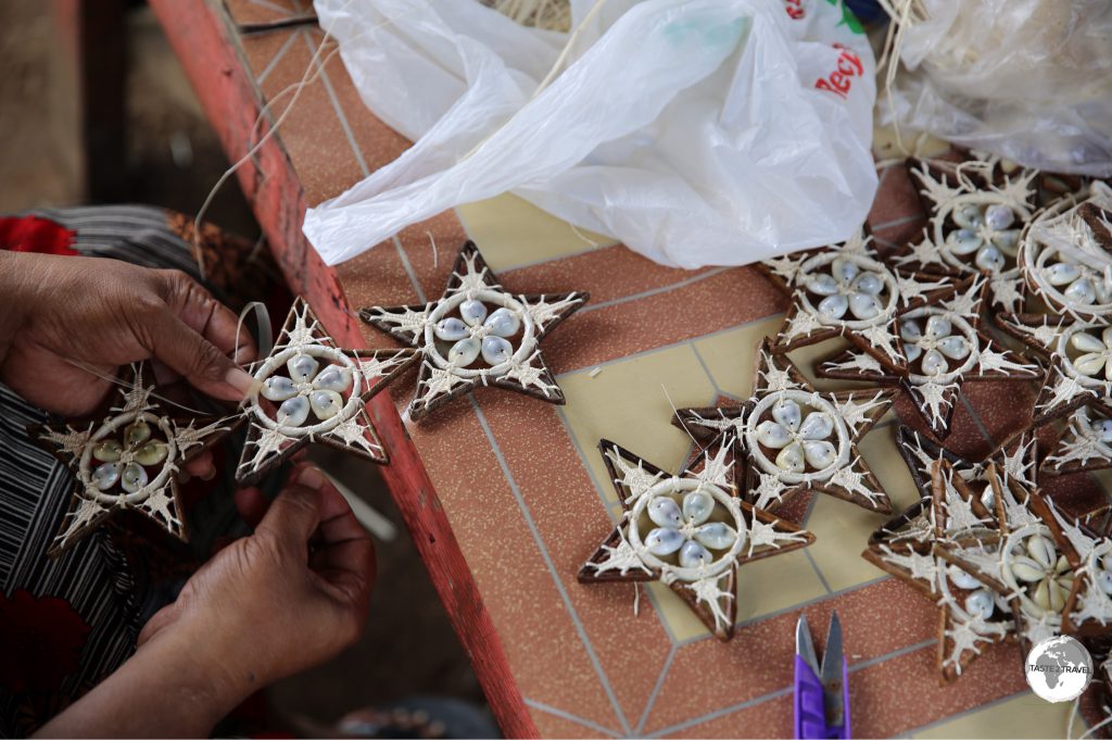 These handmade decorations are made by a woman's coop in Kolonia.
