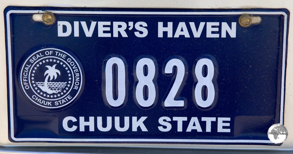 Chuuk license plate. The island is home to the best Wreck scuba diving in the world.
