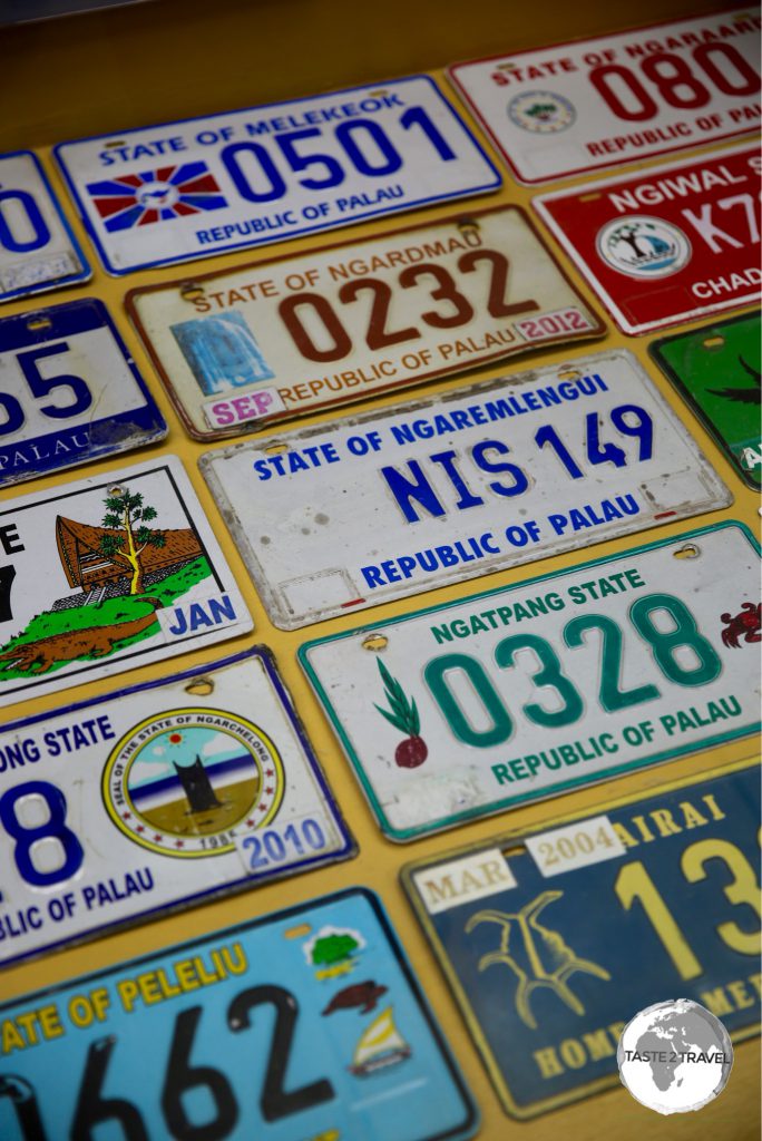 Palau is divided into sixteen states (most states have just a few hundred residents) with each state having their own number plate.