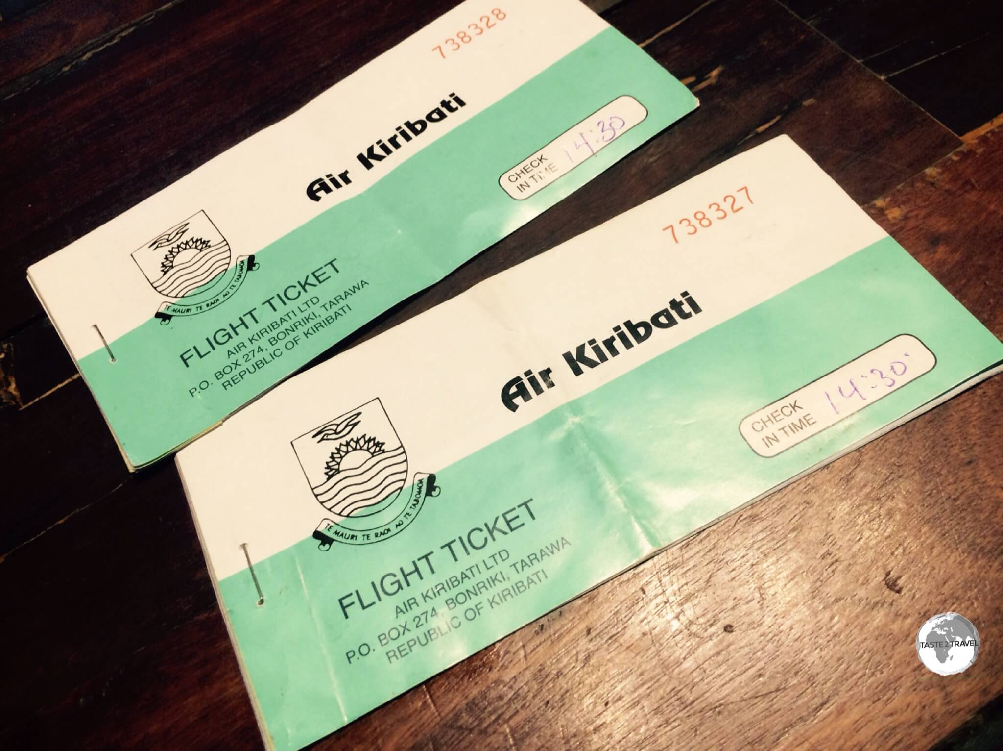 My Air Kiribati flight tickets to Maiana Island - AUD$28 each way.