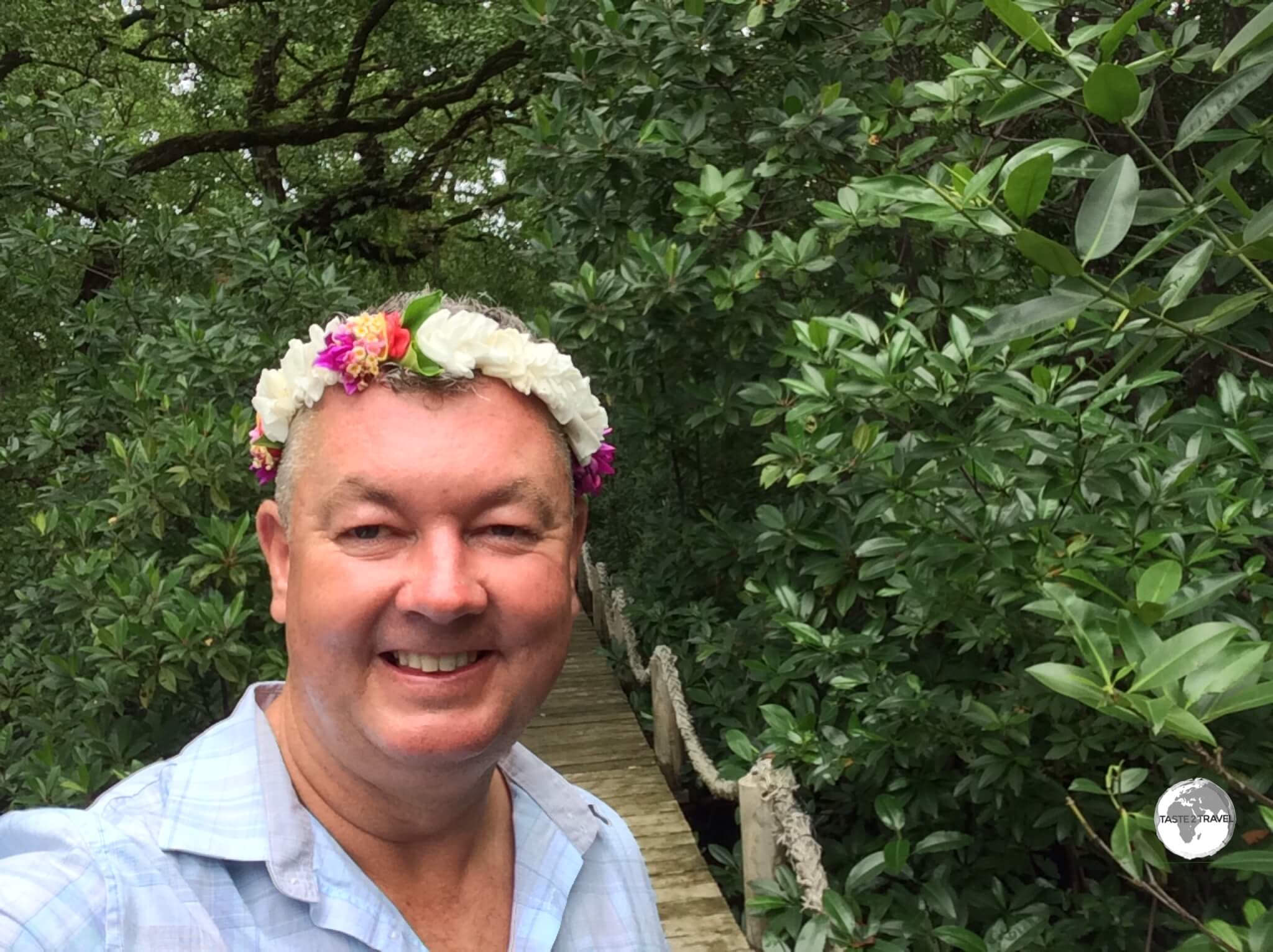 All visitors to Kosrae receive a flowery lai at the airport.