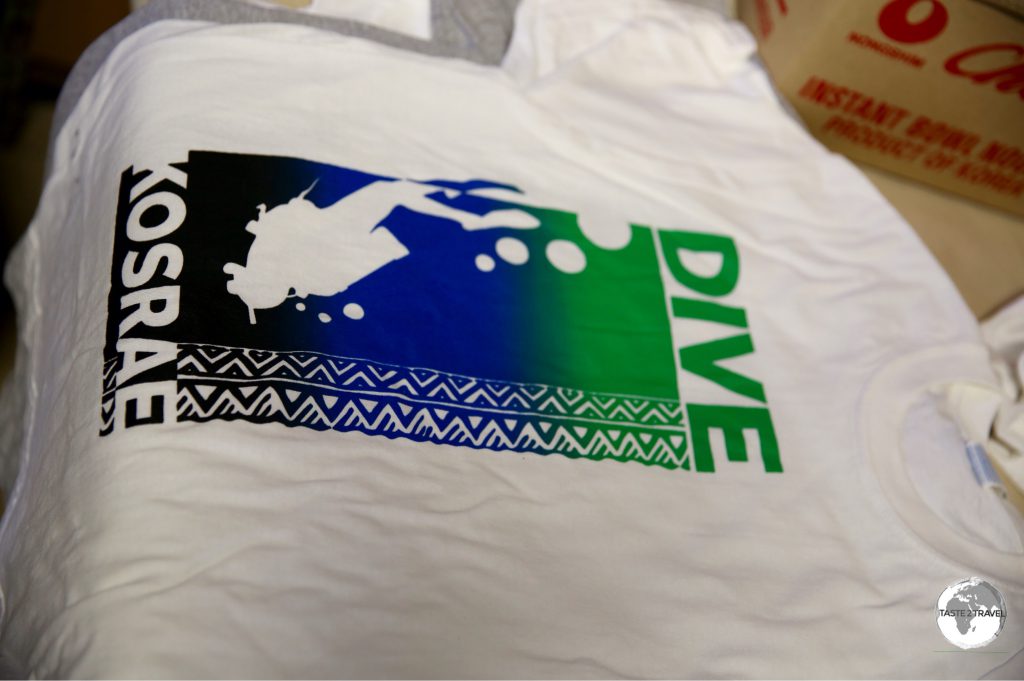"Dive Kosrae" shirt - screen printed at the Green Banana Paper Company.