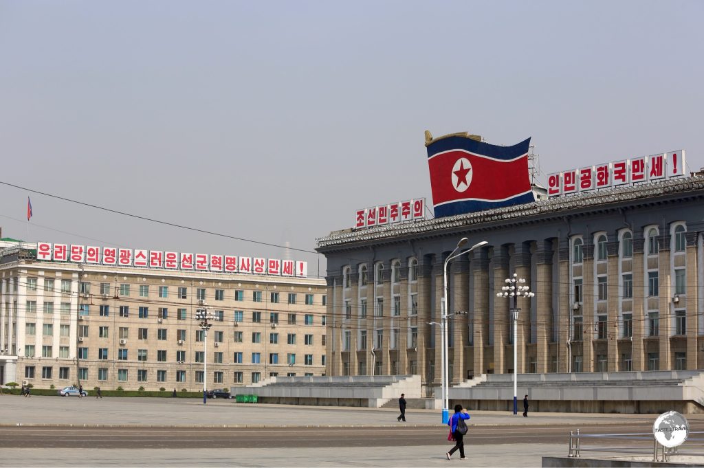 The impressive edifice of the State Central Historical museum overlooks Kim Il-sung Square.