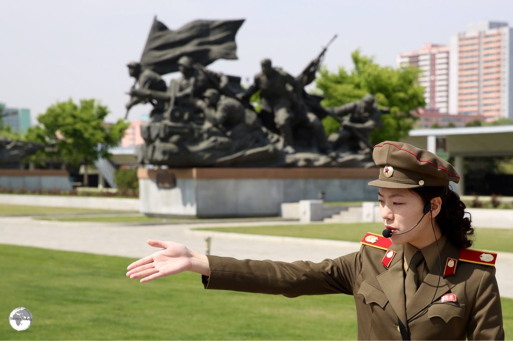 Our military guide at the Victorious Fatherland Liberation War Museum, the museum dedicated to the Korean War, in Pyongyang.