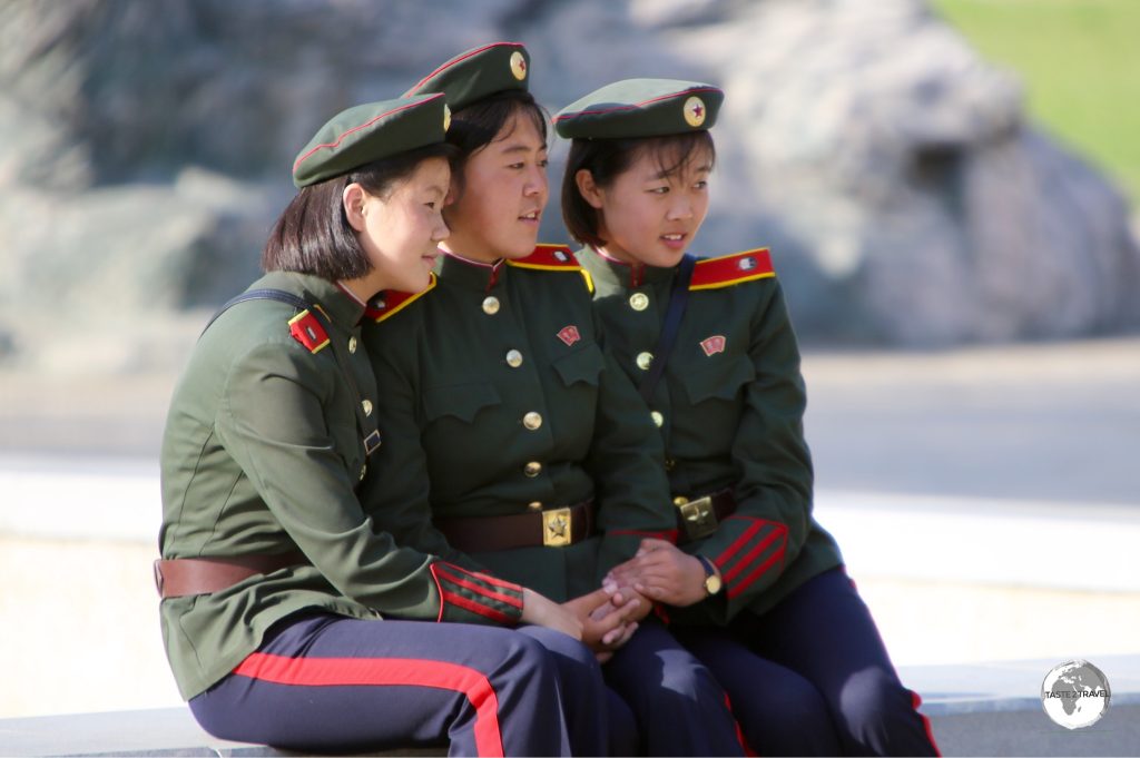 Young cadet girls enjoying the Pyongyang zoo.