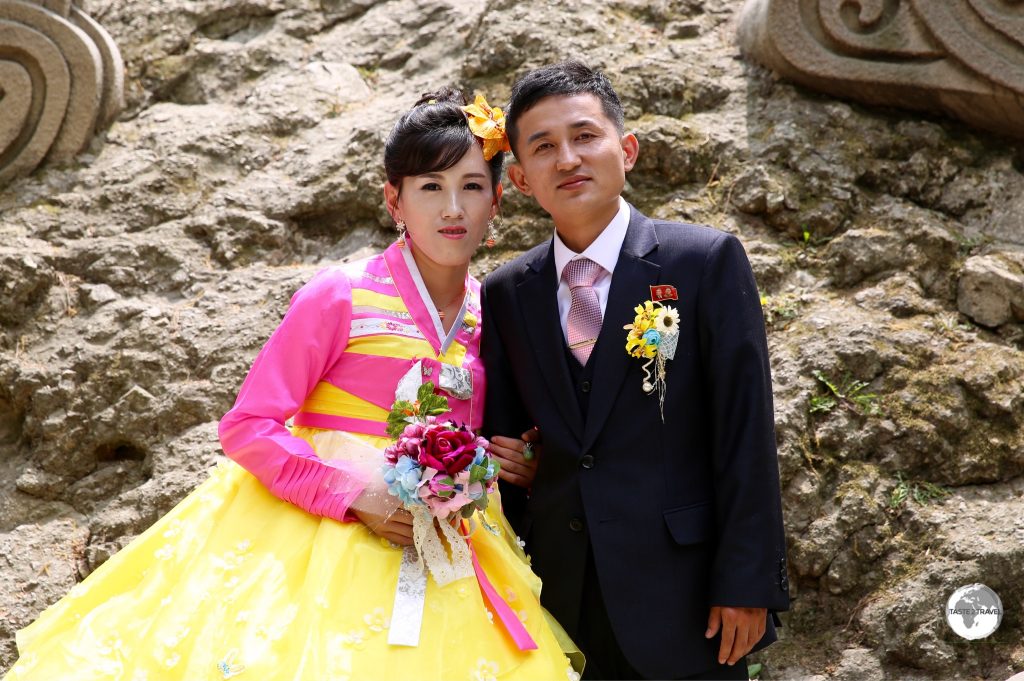 Like everywhere else in the world, Spring is the time for North Koreans to wed. Here, a newlywed couple is happy to pose for the camera.