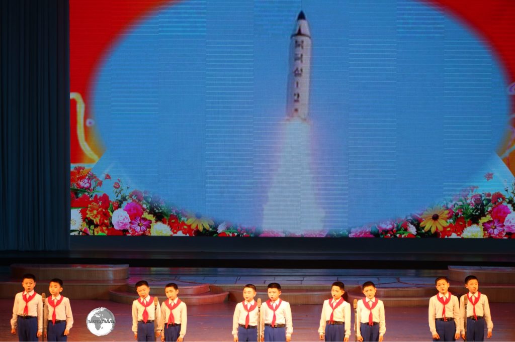 Nothing like a rocket blasting into space to enhance a children's dance routine.