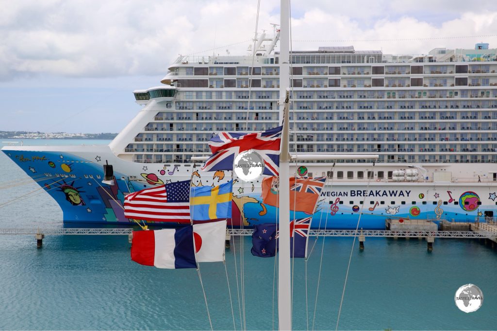 Cruise ship docked at the Royal Naval dockyard.
