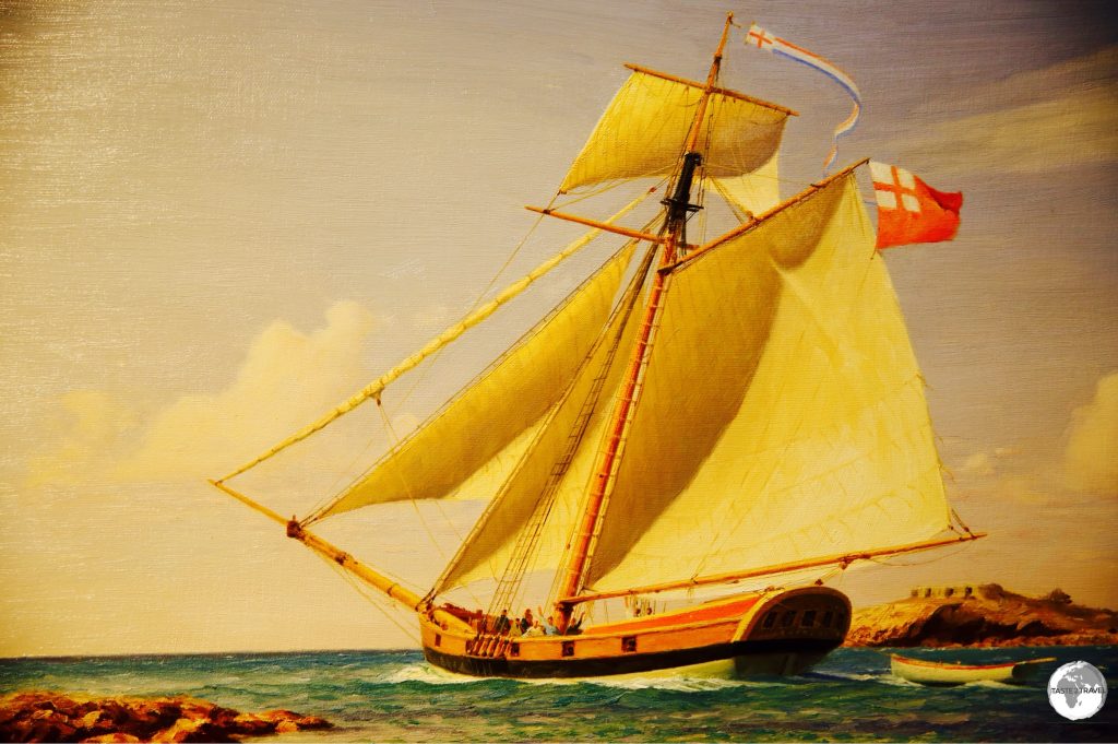 A painting of a Bermuda Sloop.