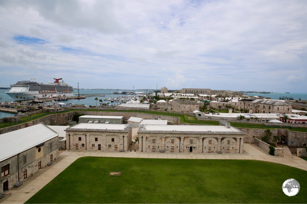 View of the Royal Naval Dockyard precinct from the Bermuda National Museum.