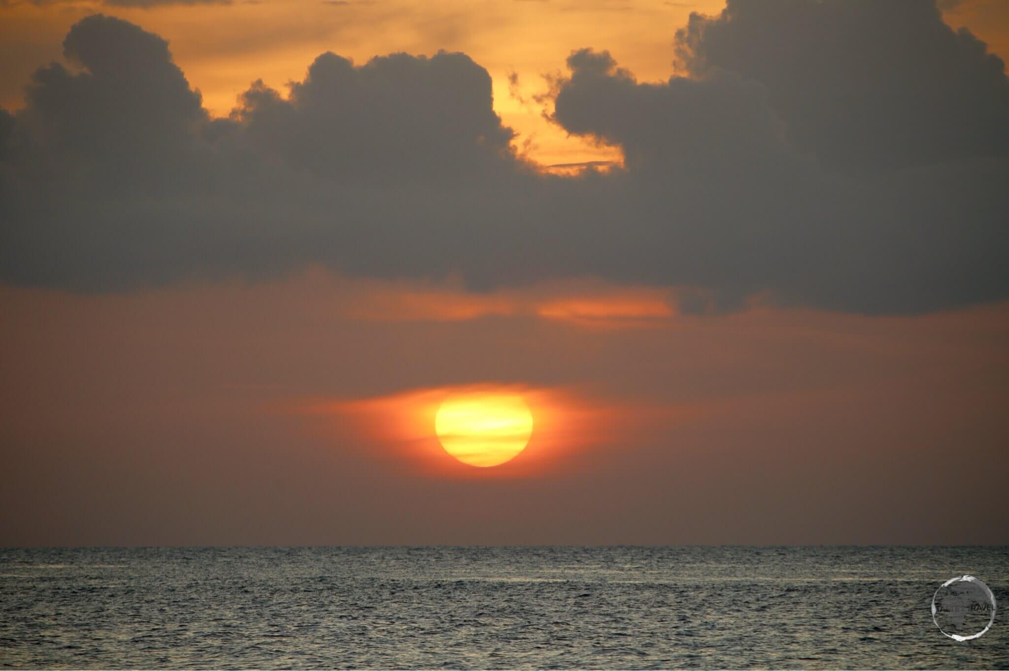The sunset view from the Macabuca bar, Grand Cayman.
