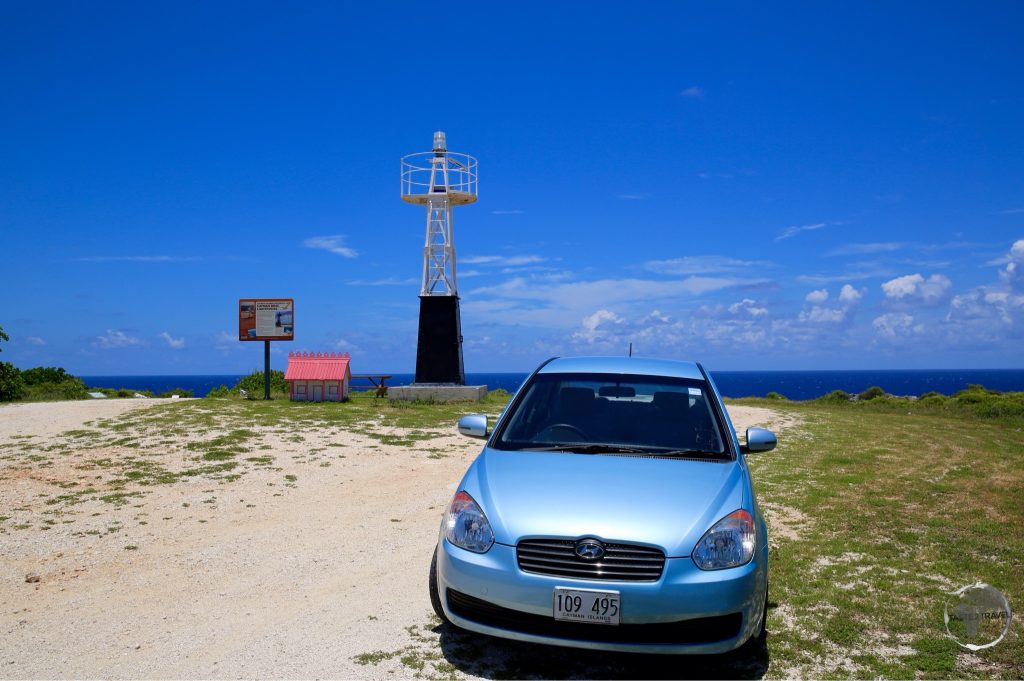 My rental car at Cayman Brac lighthouse.