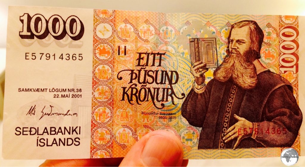Icelandic Krona banknote.