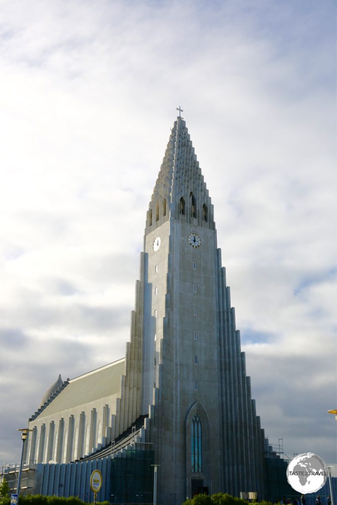The towering Hallgrímskirkja (church) in Reykjavik.