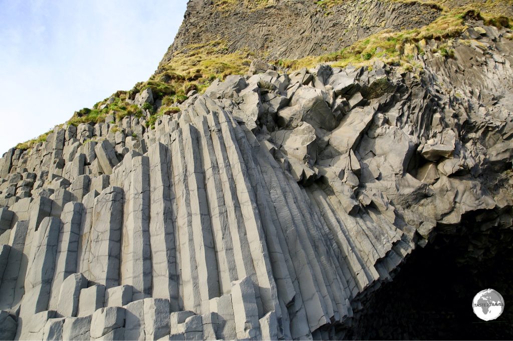 The perfectly formed basalt columns form a rocky pyramid known as Gardar.