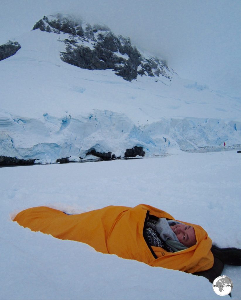 Camping Quark Expedition style! No tents at the Leith Point campsite - just a cosy bivouac and lots of clothes to keep me warm against a constant, howling, icy wind.