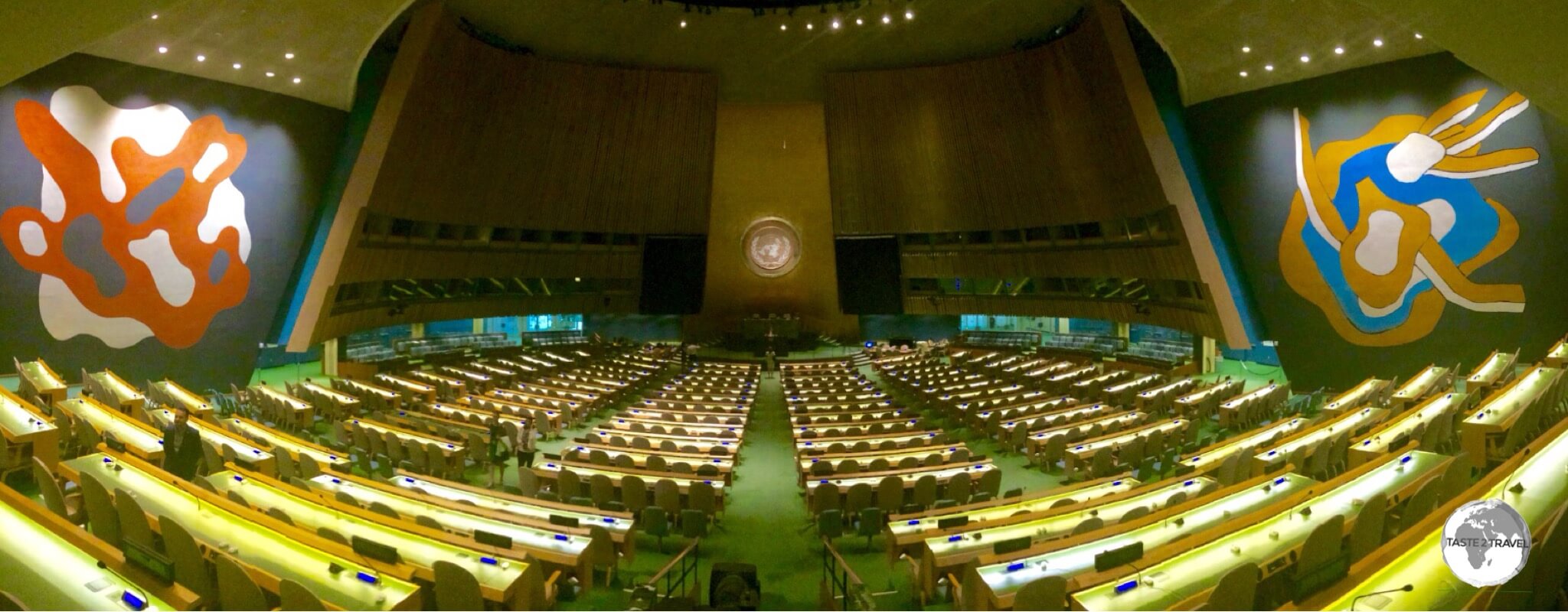 The United Nations General Assembly hall in New York City.