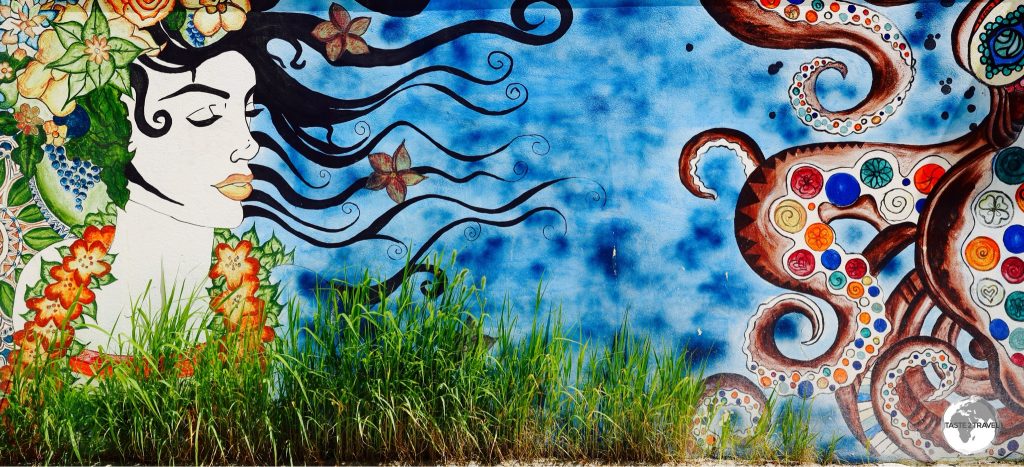 Wall art on Maafushi island.Wall art on Maafushi island.