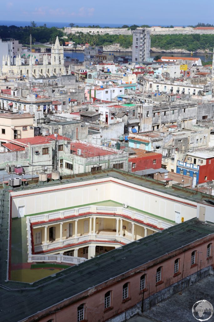 View of Havana old town from the roof of the Bacardi building.