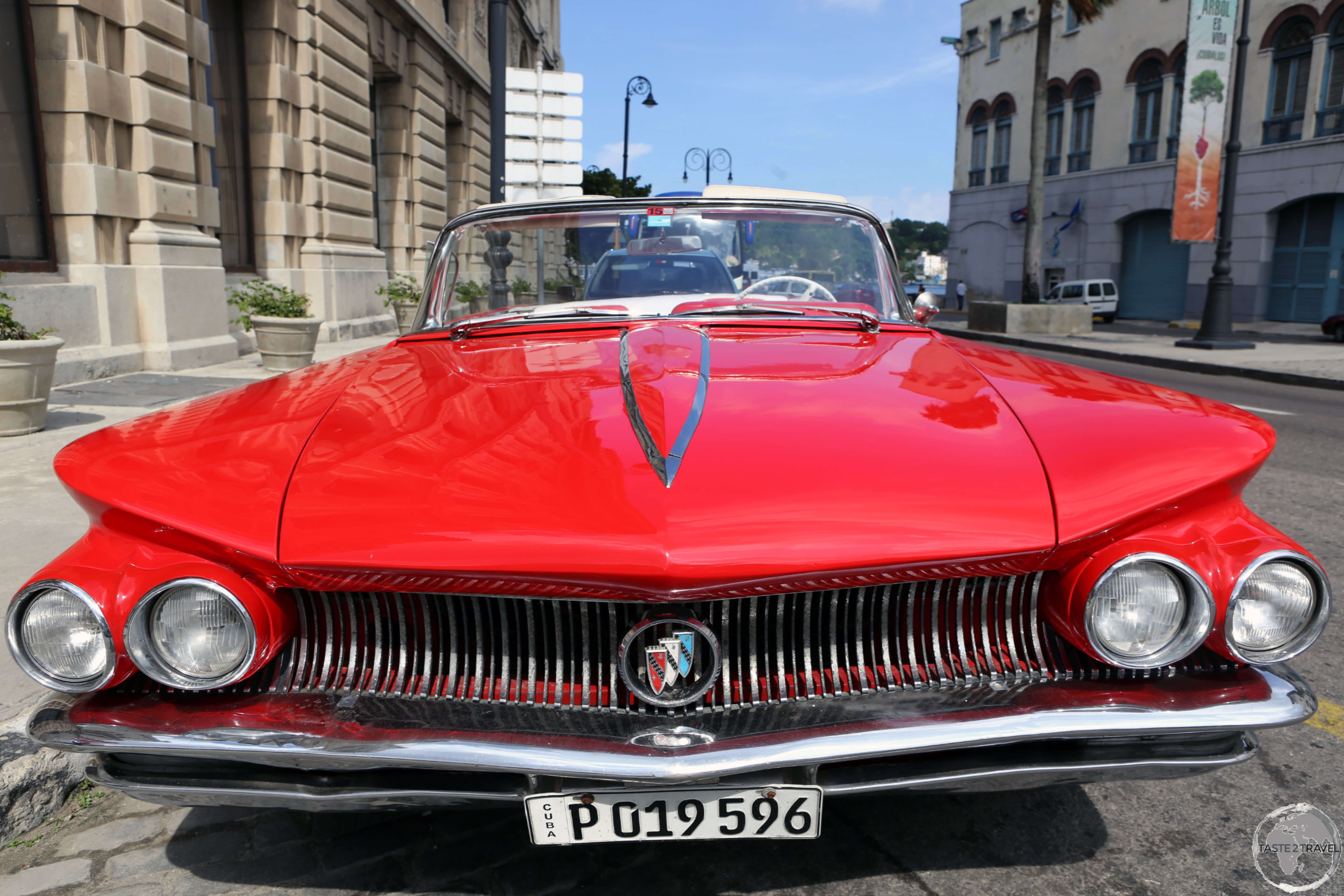 There are lots of classic American cars to be found on the streets of Cuba, such as this red beauty in Havana old town.