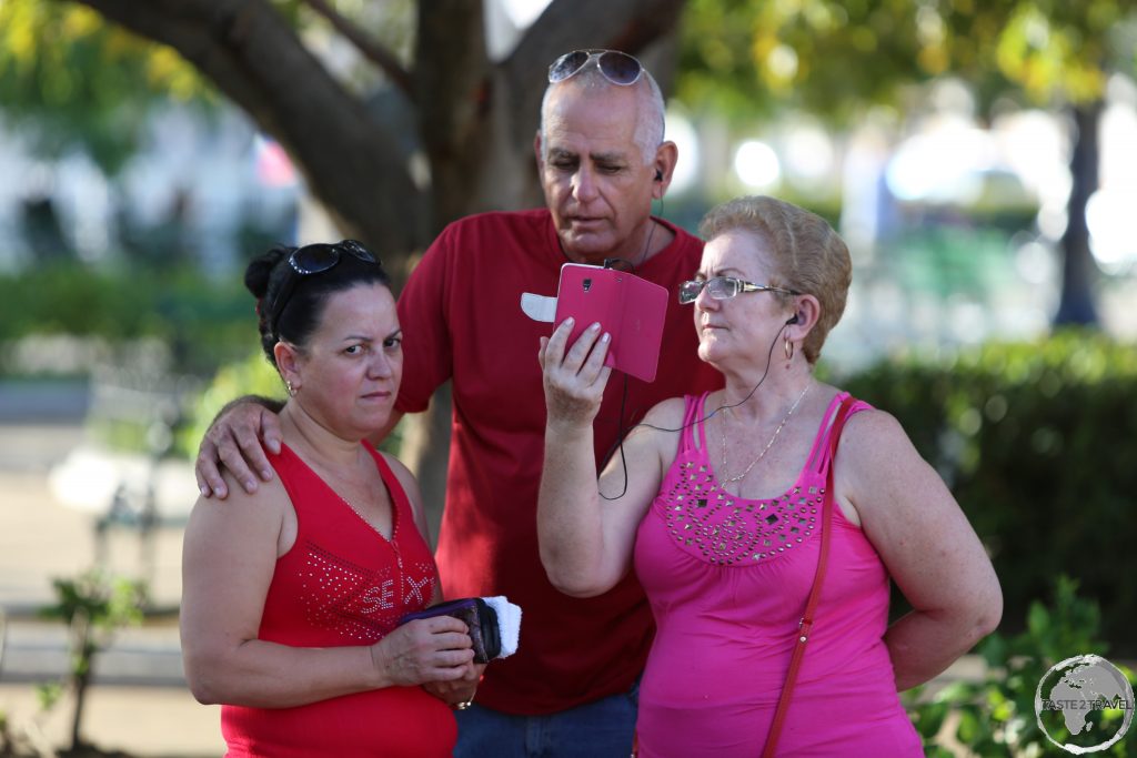 With almost 2 million Cubans living in the United States, WiFi spots throughout the country are always busy with families keeping in touch such as here in Cienfuegos.